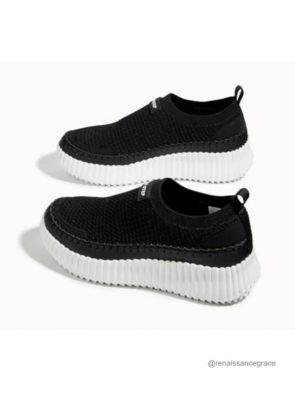 Women's Platform Sneakers Slip-On Knit Chunky Walking Shoes Lightweight